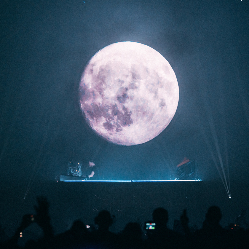large moon video content piece on duke dumont stage